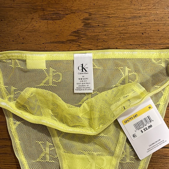 NWT CK One Logo Mesh Lingerie Set Sz M YELLOW - Picture 12 of 12